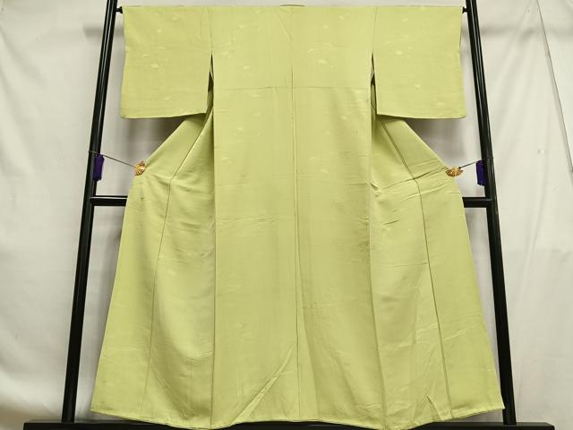 平和屋着物■上質な色無地　流水地紋　枯れ草色　正絹　逸品　AABF8611oa