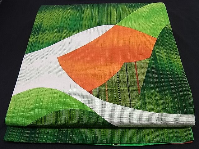 平和屋着物■六通太鼓柄袋帯　紬地　切嵌　抽象文　逸品　n-hj4150