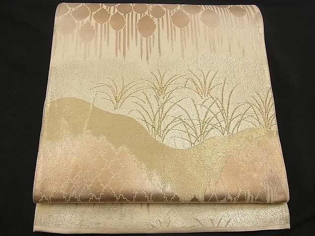 平和屋着物■六通柄袋帯　流水樹林文　金銀糸　逸品　n-wb0736