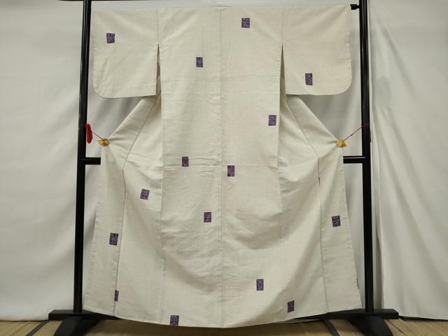 平和屋着物■上質な紬　色紙花文　正絹　逸品　AAAU3316ru