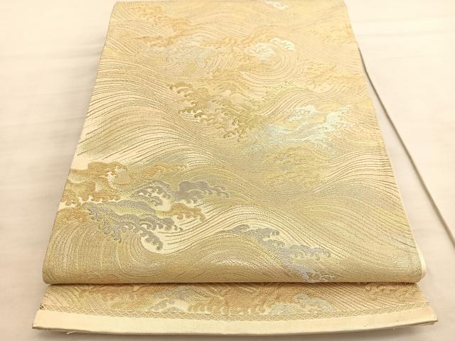 平和屋着物◎六通柄袋帯　立波文　金銀糸　正絹　逸品　BAAV5649hv
