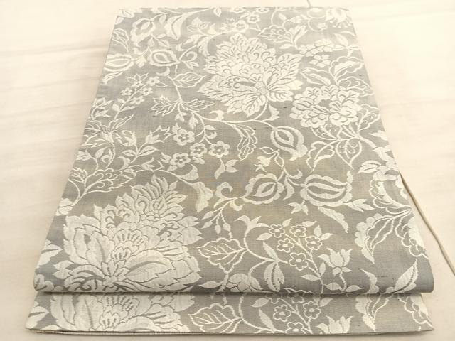 平和屋着物◎全通柄袋帯　更紗錦　ふくれ織　花唐草文　正絹　逸品　BAAV8637hv