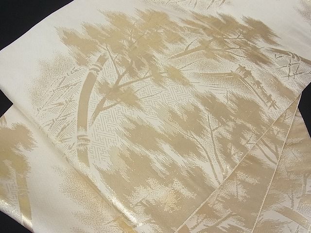 平和屋着物■六通柄袋帯　風景文　金糸　逸品　fc1935