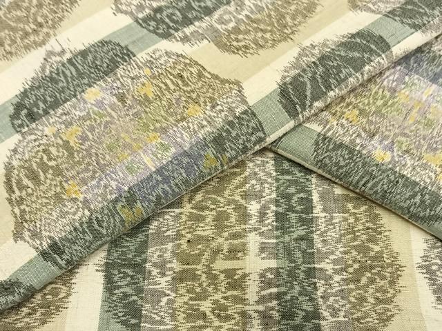 平和屋着物▽上質な紬 単衣 木瓜文 正絹 逸品 AAAS9630fy