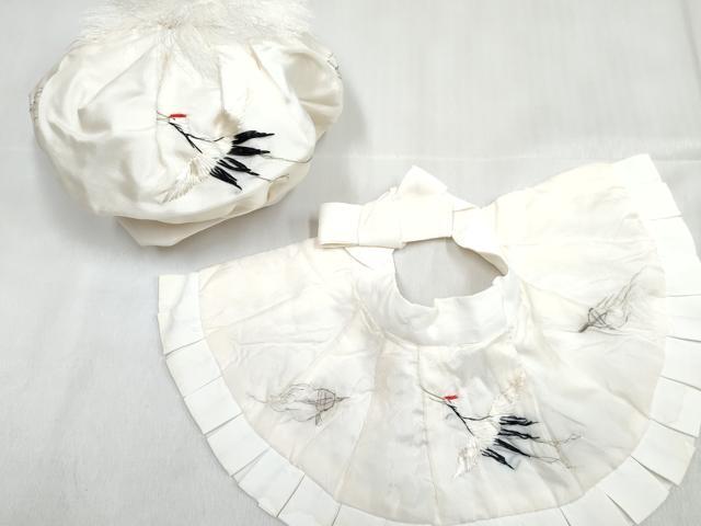 平和屋着物[]男の子　子供　ベビーセレモニー　スタイ・帽子セット　総刺繍　飛鶴...