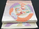 平和屋着物■佐賀錦 六通柄袋帯 唐織 花喰い鳥 向かい鶴丸文 金銀糸 逸品 n-yc2420