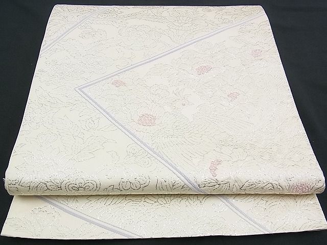 平和屋着物■六通柄袋帯　唐織　鳳凰牡丹文　銀糸　逸品　n-yc2425
