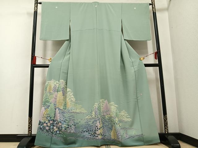 平和屋着物●本加賀友禅作家　毎田健治　色留袖　草花文　暈し染め　正絹　逸品　AABF8793ph