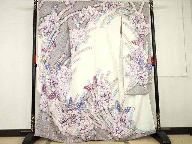 平和屋着物●上質な小紋　藤娘きぬたや・杢目絞り　正絹　逸品　AABI3019ph 平和屋本店＊極上 夏物 名門 藤娘きぬたや・総絞り 杢目絞り 小紋 絽