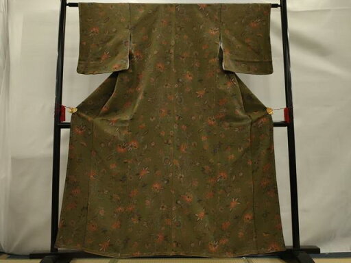 平和屋着物■上質な小紋 更紗花文 金彩 鬼しぼ縮緬 正絹 逸品 未使用 AAAU5061sx 平和屋着物■上質な小紋 更紗花文 金彩 鬼しぼ縮緬 正絹 逸品 未使用 AAAU5061sx