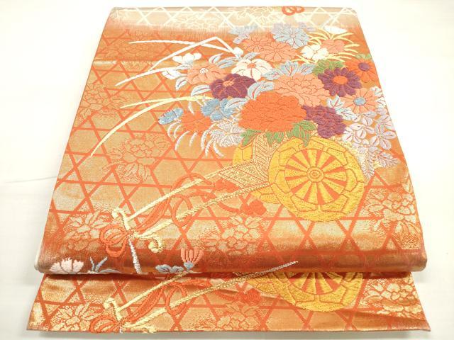 平和屋着物◎六通柄袋帯　唐織　花車文　金銀糸　正絹　逸品　DABC5762xg