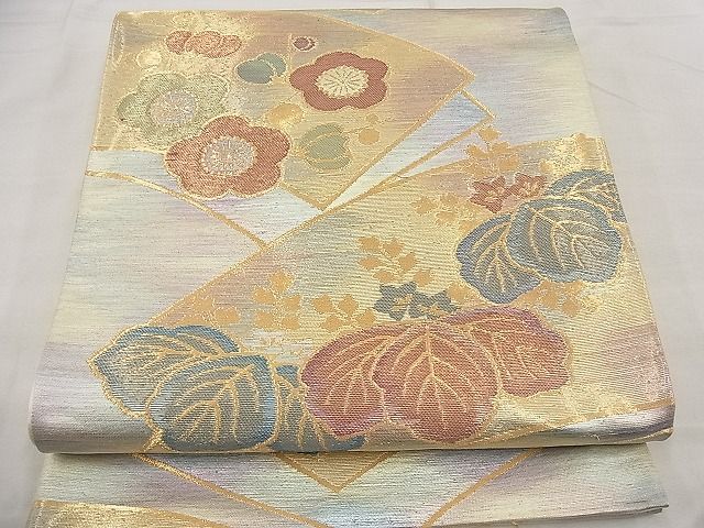 平和屋着物■六通柄袋帯　地紙花文　金銀糸　逸品　n-ea1724