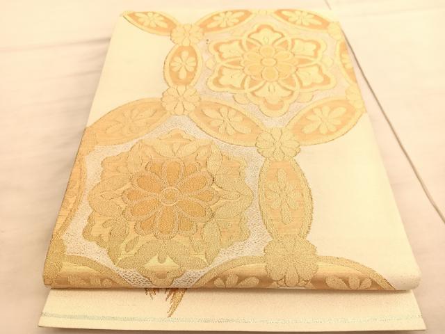 平和屋着物◎太鼓柄袋帯　綴れ　七宝華紋　金糸　正絹　逸品　BAAV8641hv