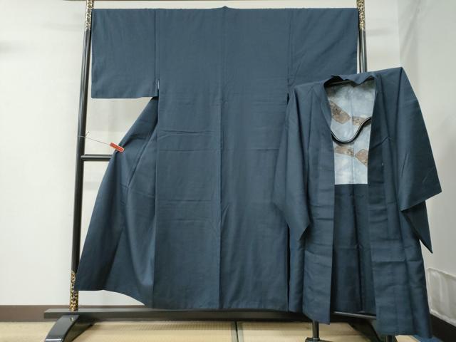 平和屋着物●男性　紬　アンサンブル　100亀甲　総詰め　正絹　逸品　CAAW8681yc(4)