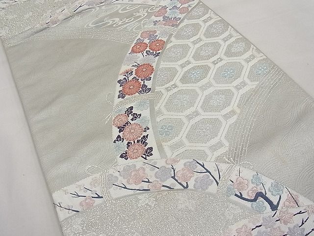 平和屋着物■六通柄袋帯　唐織　万華匠垣文　銀糸　逸品　n-ar3237
