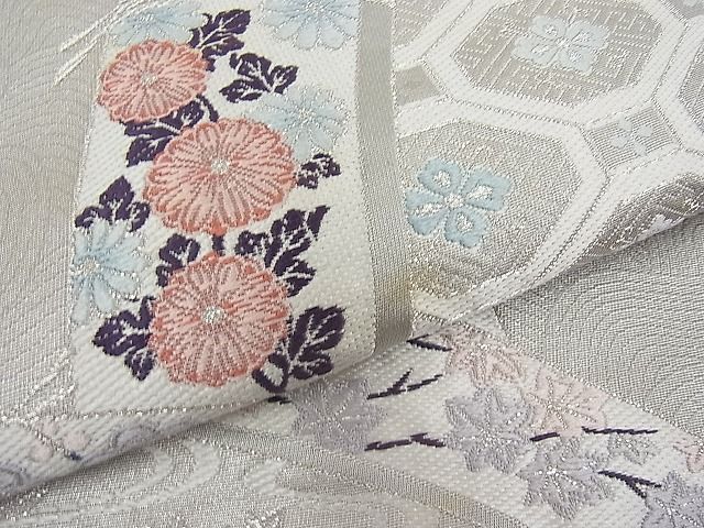 平和屋着物■六通柄袋帯　唐織　万華匠垣文　銀糸　逸品　n-ar3237