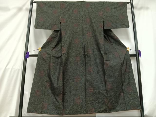 平和屋着物■本場大島紬　更紗草花文　正絹　逸品　AABA4092mf