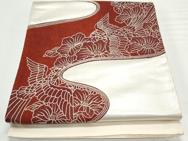 平和屋着物◎西陣　じゅらく謹製　中国三大刺繍　相良刺繍　総刺繍　太鼓柄袋帯　道長花鳥文　正絹　逸品　未使用　CAAY7377th