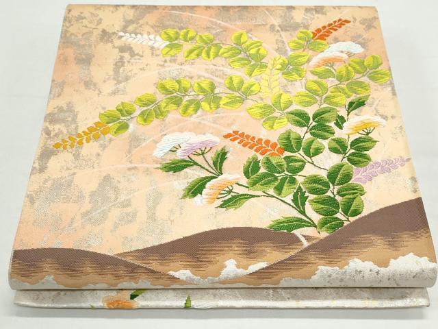 平和屋着物◎六通柄袋帯　唐織　草花文　正絹　逸品　CAAY7388th