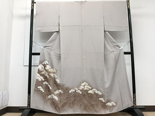 Kimono - 平和屋着物■豪華色留袖　手描き　刺繍　立波松文　暈し染め　金銀彩　正絹　逸品　CABB2656xi