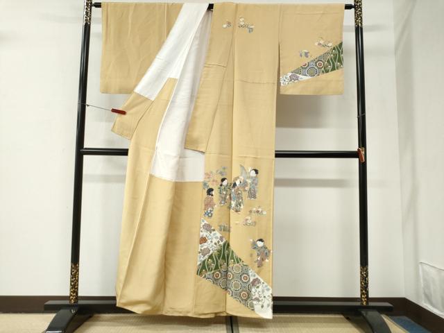 平和屋の平和屋着物●訪問着　作家物　人物吉祥花唐草文　金彩　正絹　逸品　CABG1021yc｜アングル2