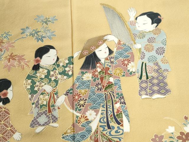 平和屋の平和屋着物●訪問着　作家物　人物吉祥花唐草文　金彩　正絹　逸品　CABG1021yc｜アングル3