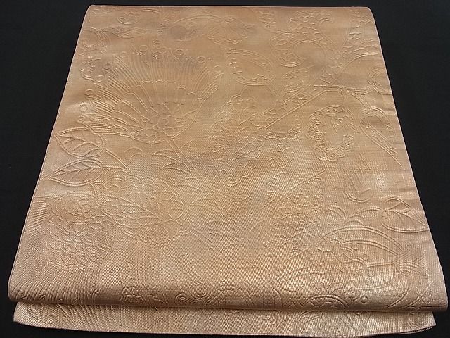 平和屋着物■全通柄袋帯　更紗草花文　引箔　逸品　n-fw1671