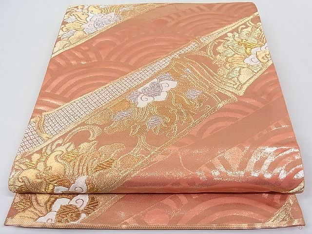 平和屋着物◎六通柄袋帯　新古典　草花文　金銀糸　正絹　逸品　AAAF4799Ajz