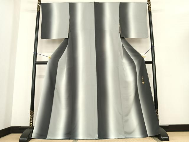 乐天商城 - 平和屋着物●京の匠日展作家　丹下雄介　小紋　間道　暈し染め　正絹　逸品　AABF0360fy