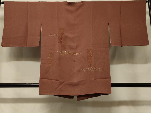 平和屋着物＃中国三大刺繍　スワトウ刺繍　道行コート　短冊草花文　金彩　正絹　逸品　CABD1470in