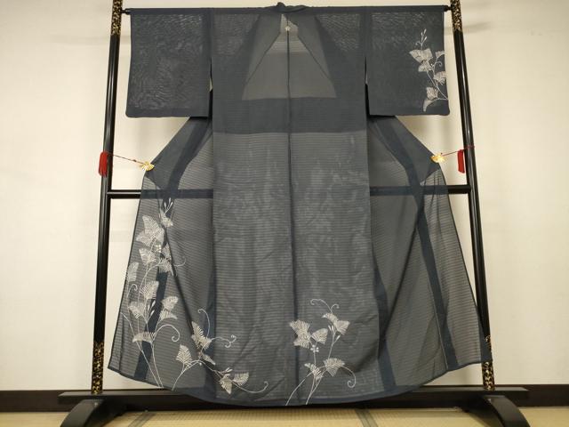 Summer Wear - 平和屋着物＊夏物　訪問着　絽　枝葉文　金銀彩　正絹　逸品　AABA9295jd