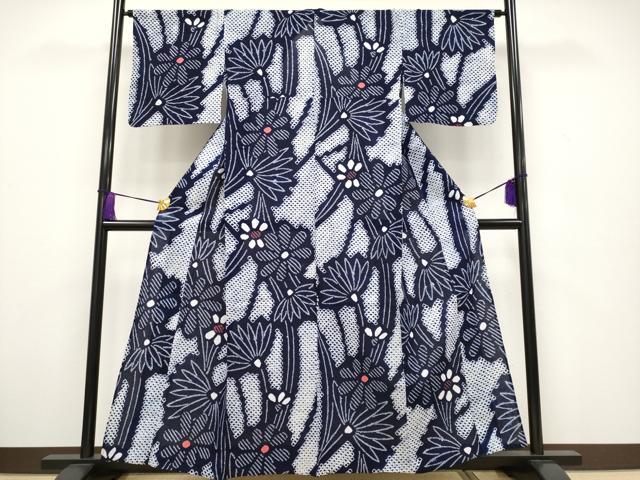 平和屋本店■極上　夏物　浴衣　有松鳴海絞り　枝菊文　綿　逸品　CYAA1989s5