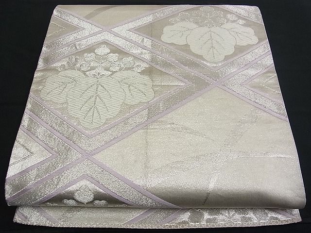 平和屋着物■六通柄袋帯　唐織　五三の桐菱文　銀糸　逸品　n-fw1193
