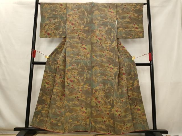 Kimono - 平和屋着物■上質な小紋　草花文　金彩　正絹　逸品　AABG6741st