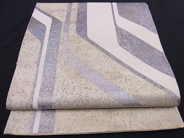 平和屋着物■六通柄袋帯　幾何学文様　引箔　金彩　逸品　n-os0697