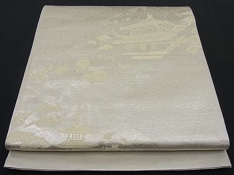 平和屋着物■西陣　久保坂織物謹製　六通柄袋帯　京洛百景　仁和寺　銀糸　逸品　n-ar2199