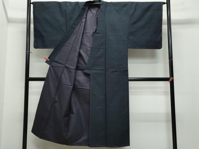 平和屋着物●男性　紬　アンサンブル　濃紺色　正絹　逸品　未使用　CAAR8293vf