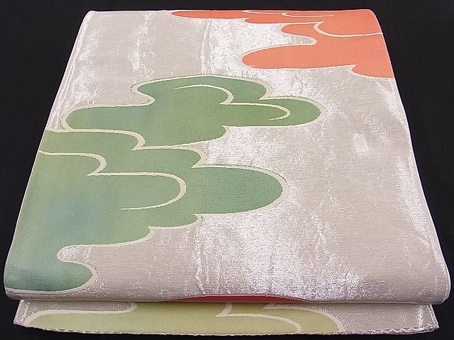 平和屋着物■六通柄袋帯 雲重ね 銀糸 逸品 n-hj2906