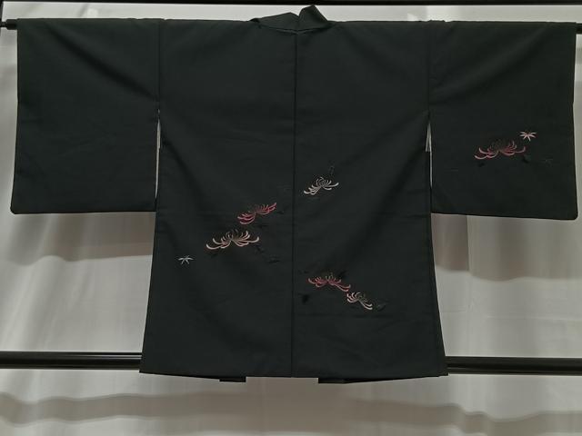 平和屋着物■羽織　総刺繍　乱菊　黒地　金糸　正絹　逸品　CAAY8603ua