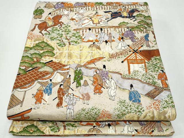 乐天商城 - 平和屋着物◎六通柄袋帯　人物文　金糸　正絹　逸品　CABF7148fb