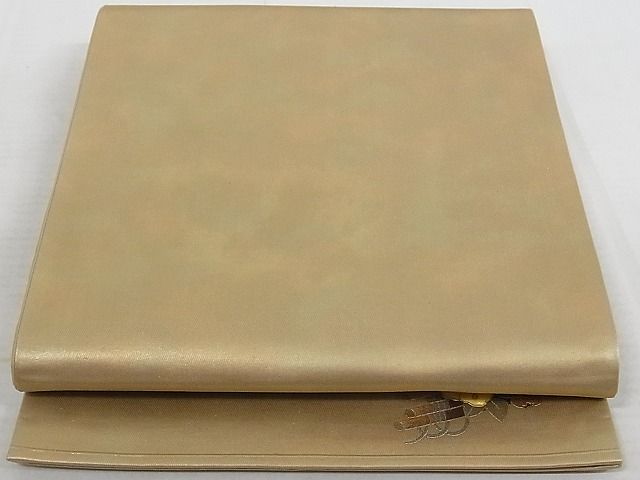 平和屋着物◎全通柄袋帯　螺鈿　ワンポイント　草花文　金糸　正絹　逸品　AAAI3209Abw