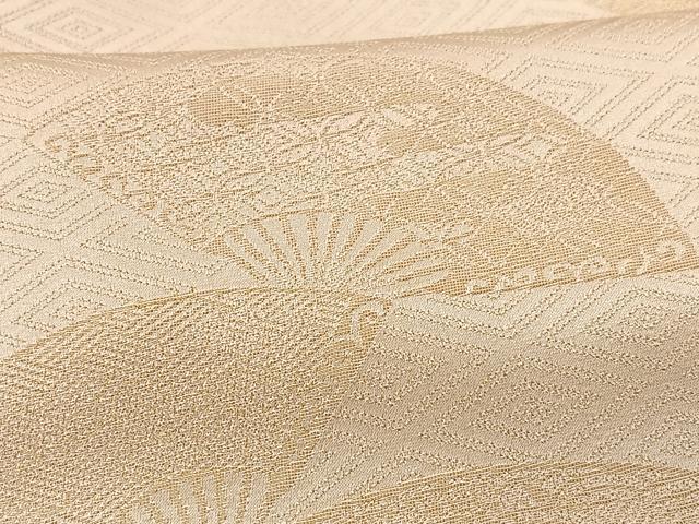 平和屋着物■上質な色無地　舞扇文　雄黄色　正絹　逸品　CAAV8207xe