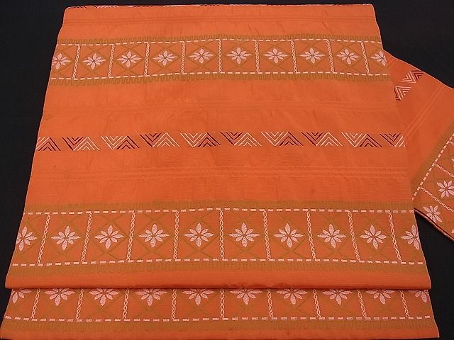 平和屋着物■九寸名古屋帯　ふくれ織　吉祥横段文　逸品　n-kv1015