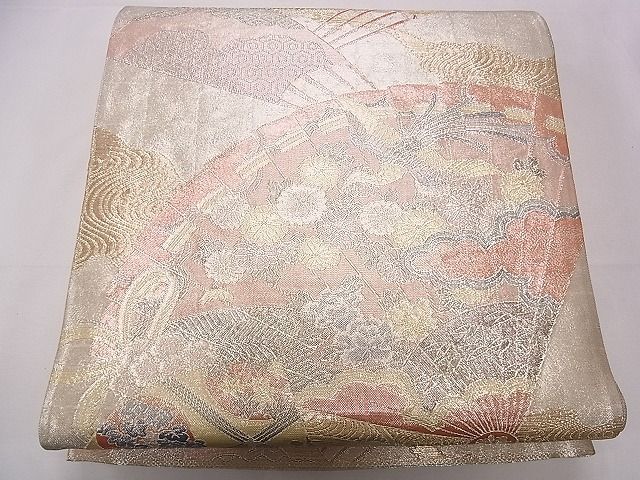 平和屋着物◎佐賀錦　900織特選佐賀錦　六通柄袋帯　檜扇鳳凰花文　金銀糸　逸品　CAAD0738eg