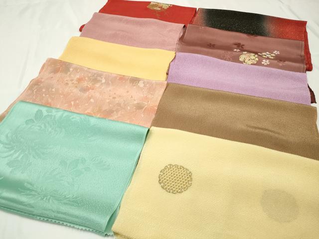 平和屋着物★和装小物　上質な帯揚げ10枚　金通し地　金銀彩　雪輪　乱菊　金糸　逸品　CAAI9948qe