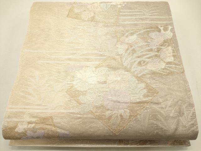 平和屋着物＊夏物 六通柄袋帯 色紙重ね花蝶文 金銀糸 正絹 逸品 CAAR0655eg