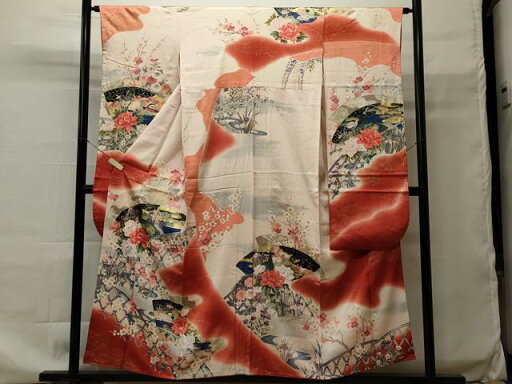 平和屋着物■豪華振袖 地紙重ね孔雀花文 暈し染め 金彩 正絹 逸品 CAAO9744oy 平和屋着物■豪華振袖 地紙重ね孔雀花文 暈し染め 金彩 正絹 逸品 CAAO9744oy