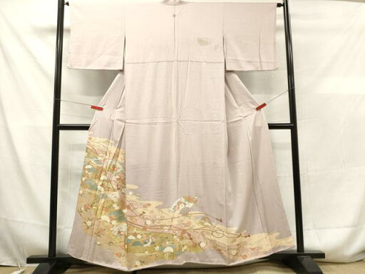 平和屋着物■豪華色留袖 駒刺繍 扇花文 金彩 正絹 逸品 DAAU0177cd 平和屋着物■豪華色留袖 駒刺繍 扇花文 金彩 正絹 逸品 DAAU0177cd