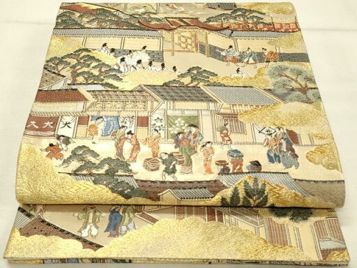平和屋着物◎全景全通柄袋帯 五条新町通の喧騒 六角堂周辺 祇園会神輿渡御 金糸 やまと誂製 正絹 逸品 DAAU4732qp 平和屋着物◎全景全通柄袋帯 五条新町通の喧騒 六角堂周辺 祇園会神輿渡御 金糸 やまと誂製 正絹 逸品 DAAU4732qp