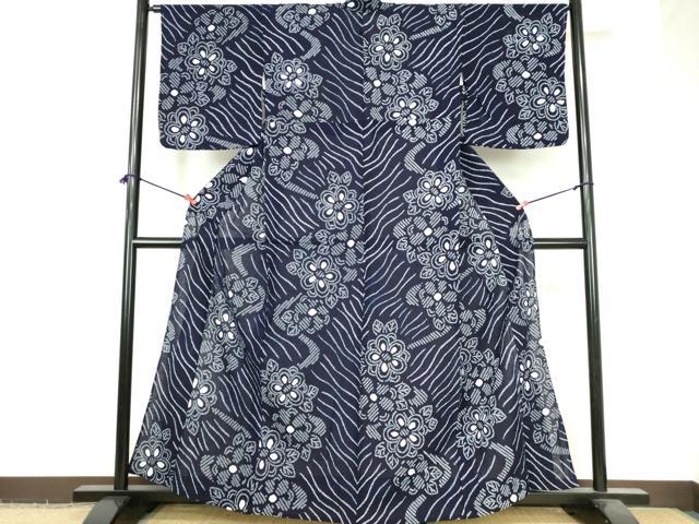 平和屋着物∴夏物　浴衣　有松鳴海絞り　舞花文　綿　逸品　DABI3322cd
